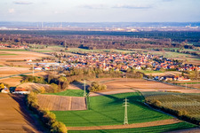Aerial view of Village view from the west in Minfeld in the state Rhineland-Palatinate, Germany