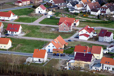Aerial view of New development area NO in the district Schaidt in Wörth am Rhein in the state Rhineland-Palatinate, Germany