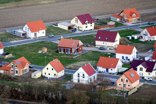 Oblique view of New development area NO in the district Schaidt in Wörth am Rhein in the state Rhineland-Palatinate, Germany