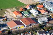 Bird's eye view of Im Gereut commercial area in Hatzenbühl in the state Rhineland-Palatinate, Germany