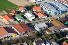 Im Gereut commercial area in Hatzenbühl in the state Rhineland-Palatinate, Germany viewn from the air