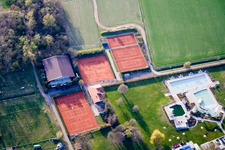 Aerial view of Tennis court and hall Bellheim in Bellheim in the state Rhineland-Palatinate, Germany