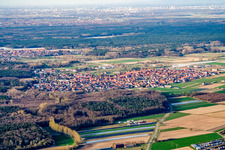 Aerial view of View of the town from the south in Harthausen in the state Rhineland-Palatinate, Germany