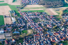 Town View of the streets and houses of the residential areas in Schwegenheim in the state Rhineland-Palatinate from above