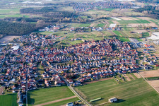 Oblique view of View of the town from the south in Harthausen in the state Rhineland-Palatinate, Germany