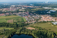 Aerial photograpy of View of the town from the south in the district Sondernheim in Germersheim in the state Rhineland-Palatinate, Germany