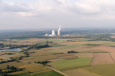 Oblique view of Nuclear power plant from the southwest in Philippsburg in the state Baden-Wuerttemberg, Germany