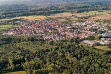 District Rheinsheim in Philippsburg in the state Baden-Wuerttemberg, Germany from a drone