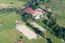 Haras de la Neée in Neewiller-près-Lauterbourg in the state Bas-Rhin, France from a drone