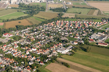 Beinheim in the state Bas-Rhin, France seen from a drone