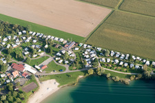 Aerial view of Roeschwoog, Camping in Rœschwoog in the state Bas-Rhin, France