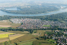 Drusenheim in the state Bas-Rhin, France seen from a drone