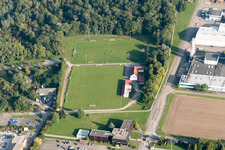 Bird's eye view of Drusenheim in the state Bas-Rhin, France