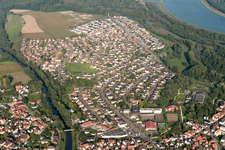 Drusenheim in the state Bas-Rhin, France viewn from the air