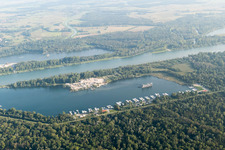 Aerial view of Yacht Club in Offendorf in the state Bas-Rhin, France