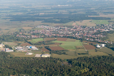Oblique view of District Freistett in Rheinau in the state Baden-Wuerttemberg, Germany