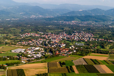Valley landscape surrounded by mountains of the black forest in the district Oensbach in Achern in the state Baden-Wurttemberg, Germany