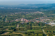 Aerial view of From the south in the district Ulm in Renchen in the state Baden-Wuerttemberg, Germany