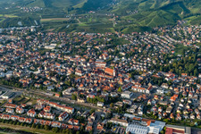 Aerial view of Town View of the streets and houses of the residential areas in Oberkirch in the state Baden-Wurttemberg, Germany