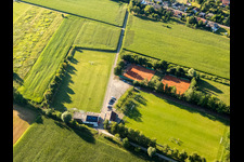 Aerial view of Sports fields of SV 1946 Minfeld football club and TC Minfeld in Minfeld in the state Rhineland-Palatinate, Germany