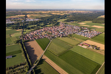 View of the town from the southwest in Steinweiler in the state Rhineland-Palatinate, Germany seen from above