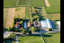 Drone image of District Billigheim in Billigheim-Ingenheim in the state Rhineland-Palatinate, Germany