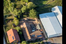 District Billigheim in Billigheim-Ingenheim in the state Rhineland-Palatinate, Germany seen from a drone