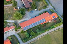 Aerial photograpy of Horse farm in Langasserweg in Herxheim bei Landau in the state Rhineland-Palatinate, Germany
