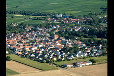 District Mühlhofen in Billigheim-Ingenheim in the state Rhineland-Palatinate, Germany viewn from the air